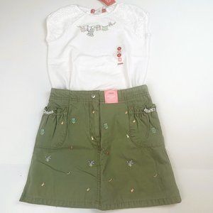 NWT Gymboree Girl Embroidered Pocket Skort & Clothesline Eyelet Sleeve Tee Size